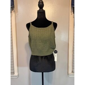 Wilt Olive Knit Crop Tank Soft Girl Minimalist Cozy Top NWT